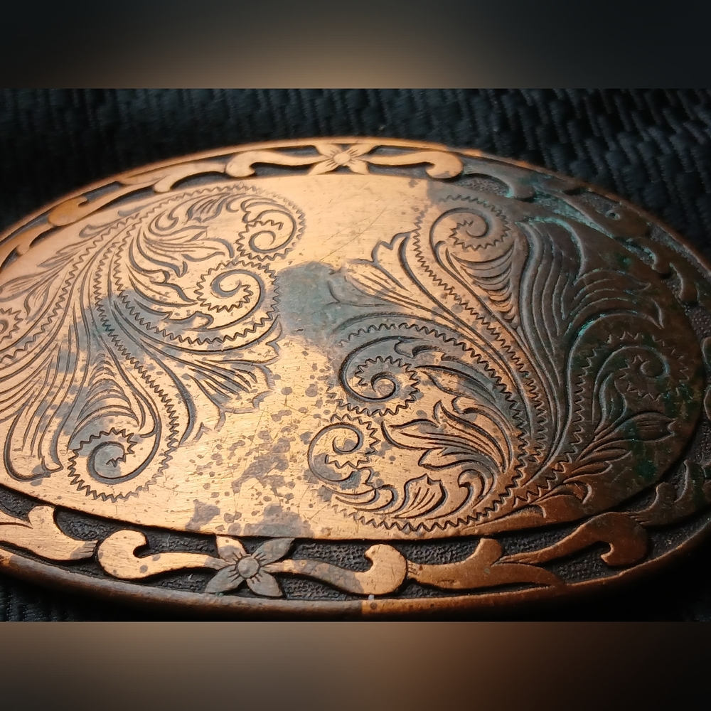 Engraved Copper Belt Buckle - Picture 3 of 10